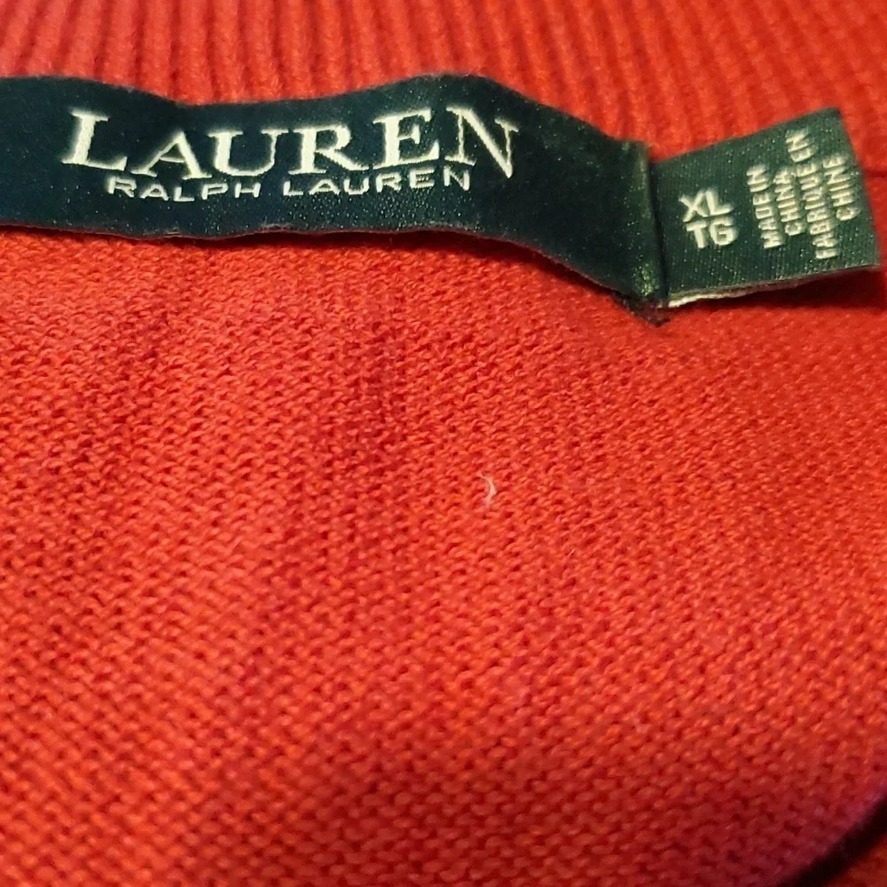 Ralph Lauren Swoop Neck Sweater w/Leather Detail SZ LG